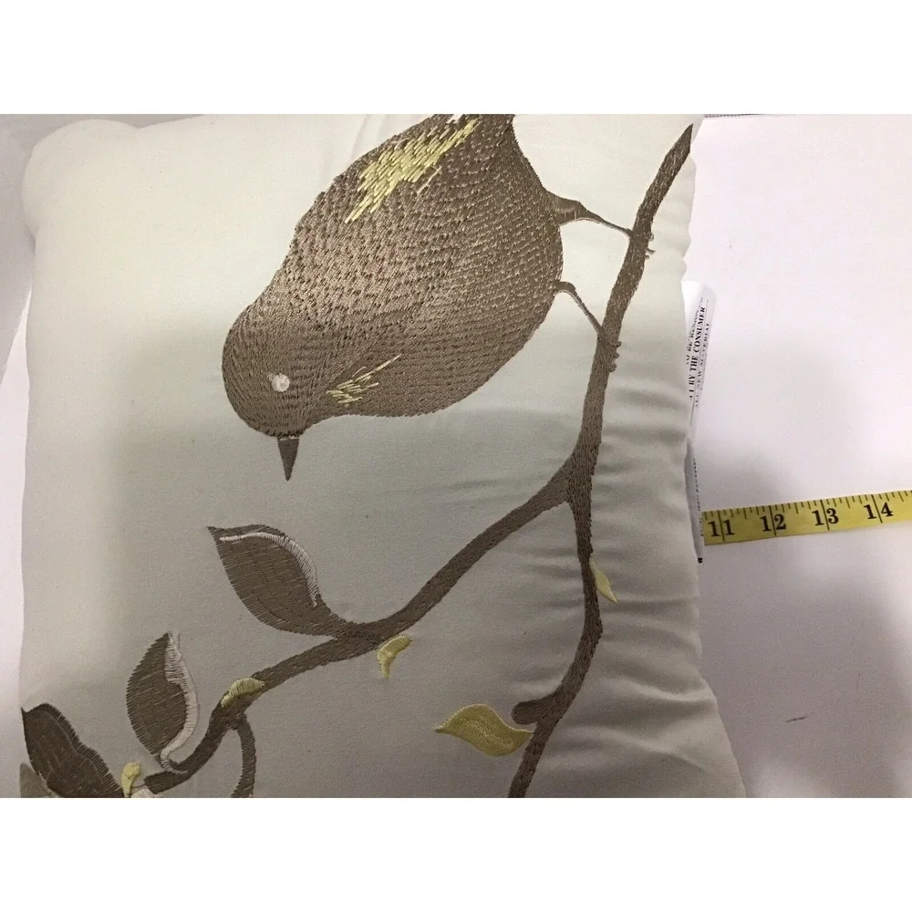 Madison Park Essentials Decorative White Pillow With Bird Appliqué In Gold 18X11